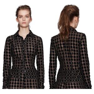 Stine Goya | Nevena Diamond Ced Shirt in Black - Size Small